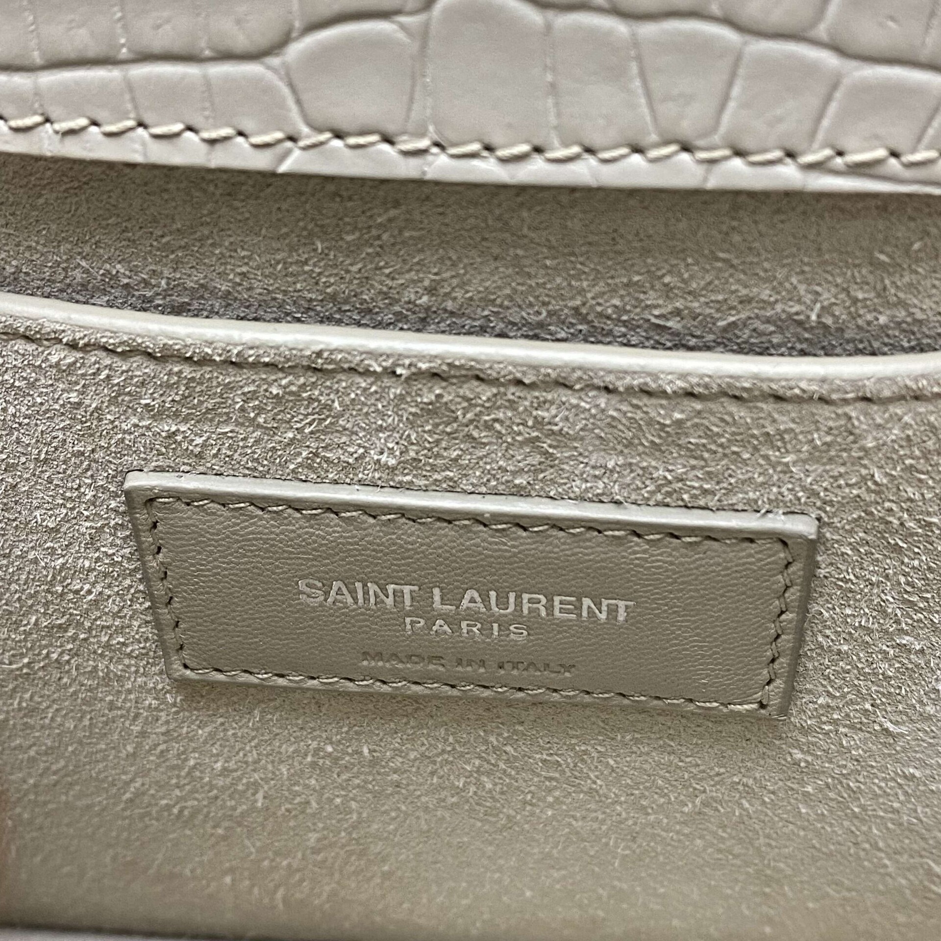 Bolsa Saint Laurent Sunset Croco Off White