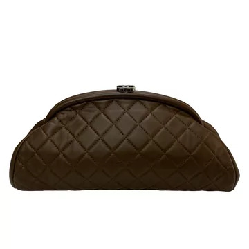 Clutch Chanel Timeless Couro Marrom