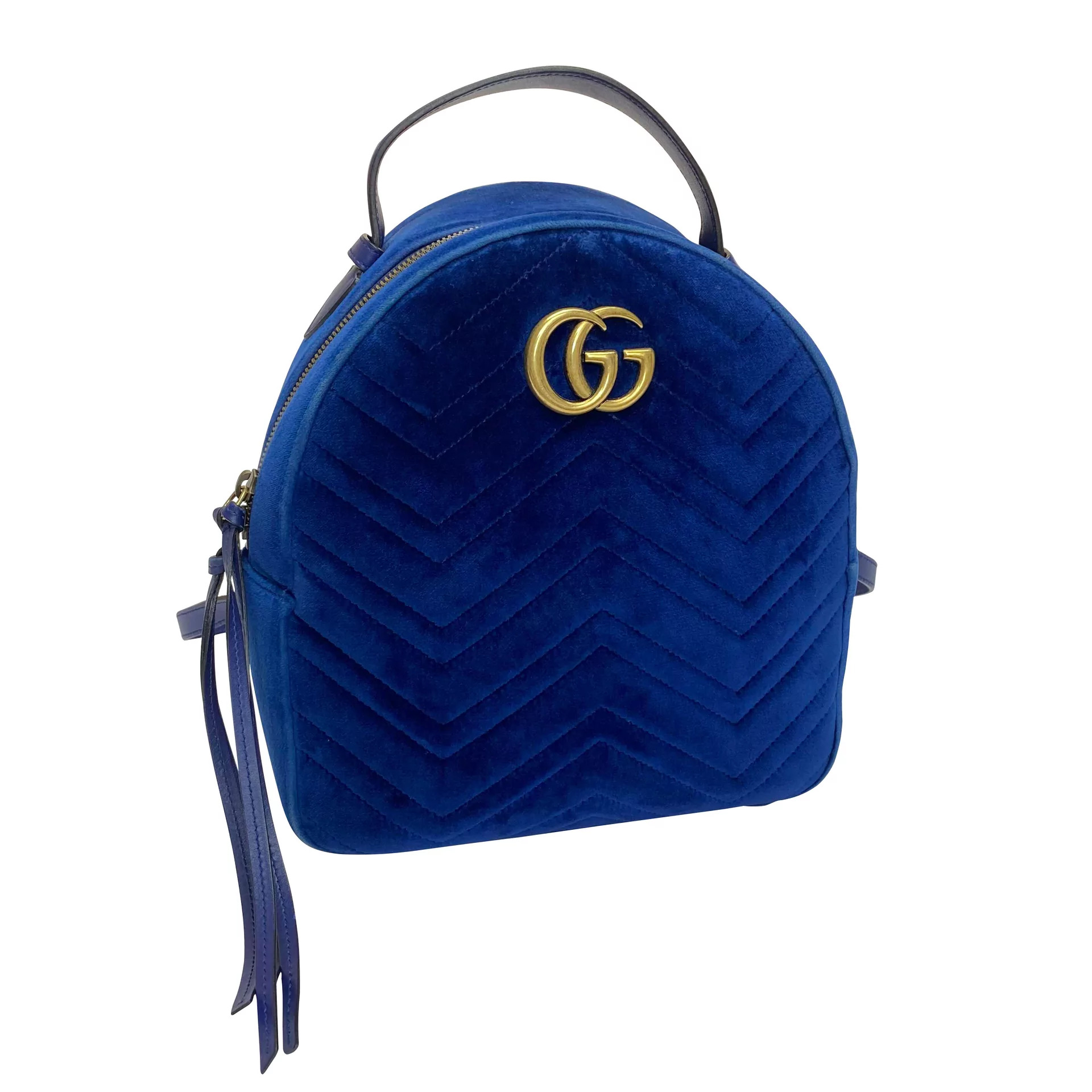 Mochila Gucci GG Marmont Veludo Azul