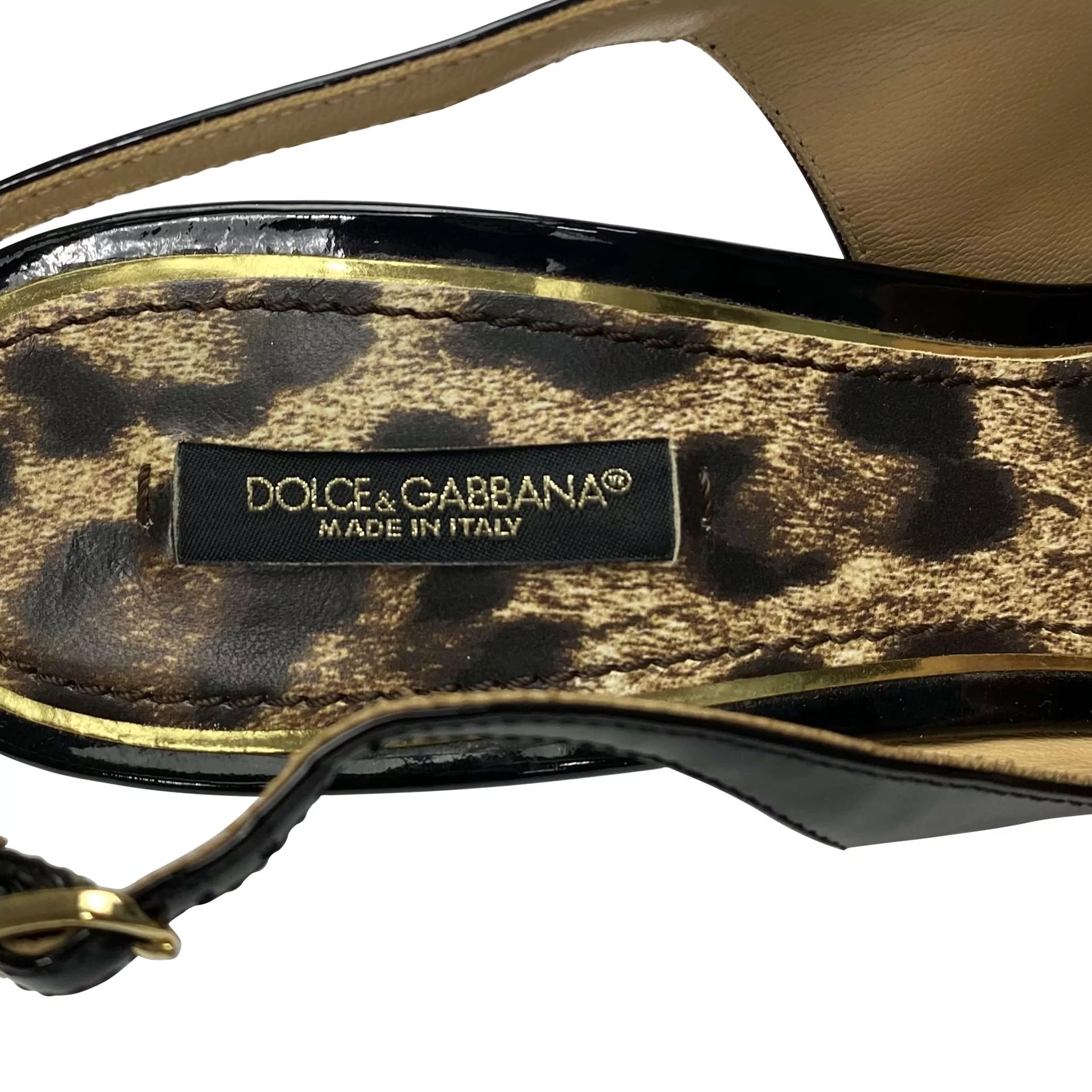 Sandália Dolce & Gabbana Couro Envernizado Preto