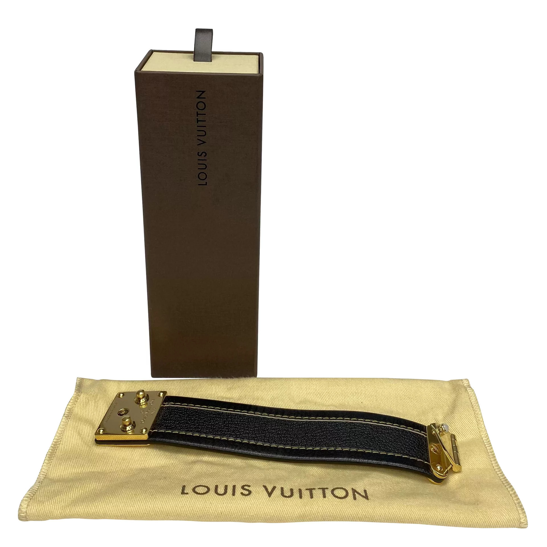 Bracelete Louis Vuitton Couro Preto