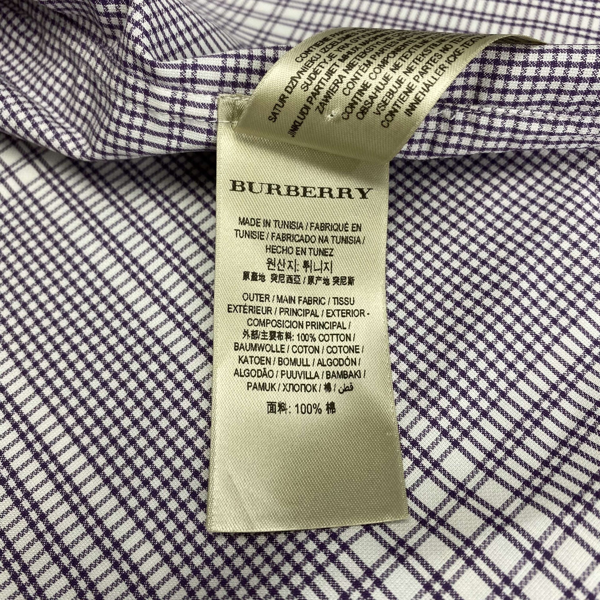 Camisa Burberry Xadrex Lilás