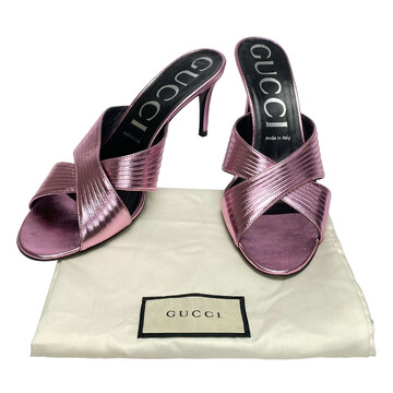 Sandália Gucci Rosa Metalizada