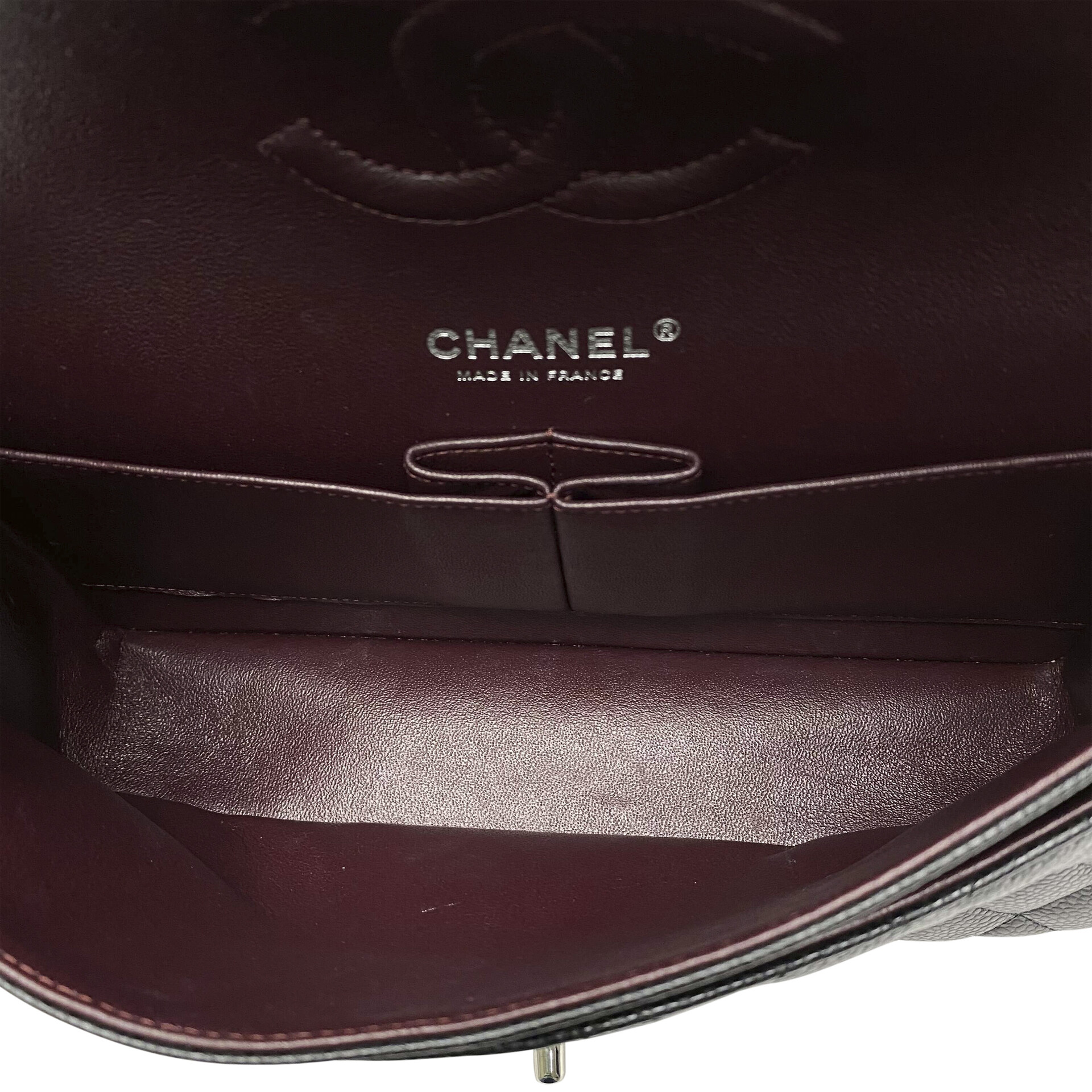 Bolsa Chanel Double Flap Média Couro Caviar Preto