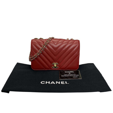 Bolsa Chanel Double Flap Lambskin Vermelha