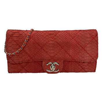 Bolsa Chanel Stitch Píton Clutch Vermelha