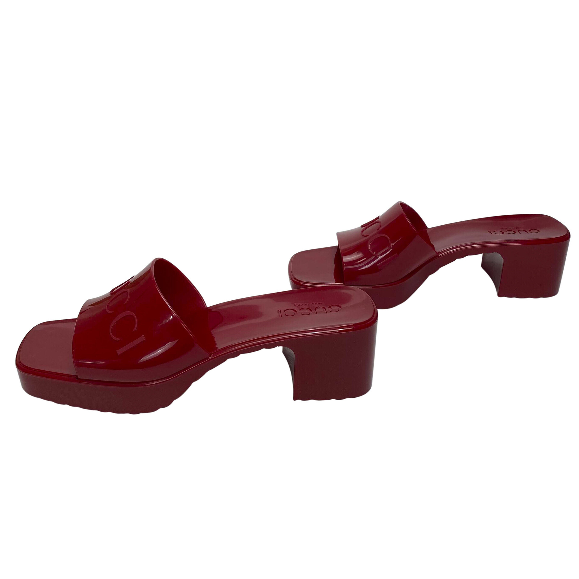 Sandália Gucci Rubber Slides Vermelha