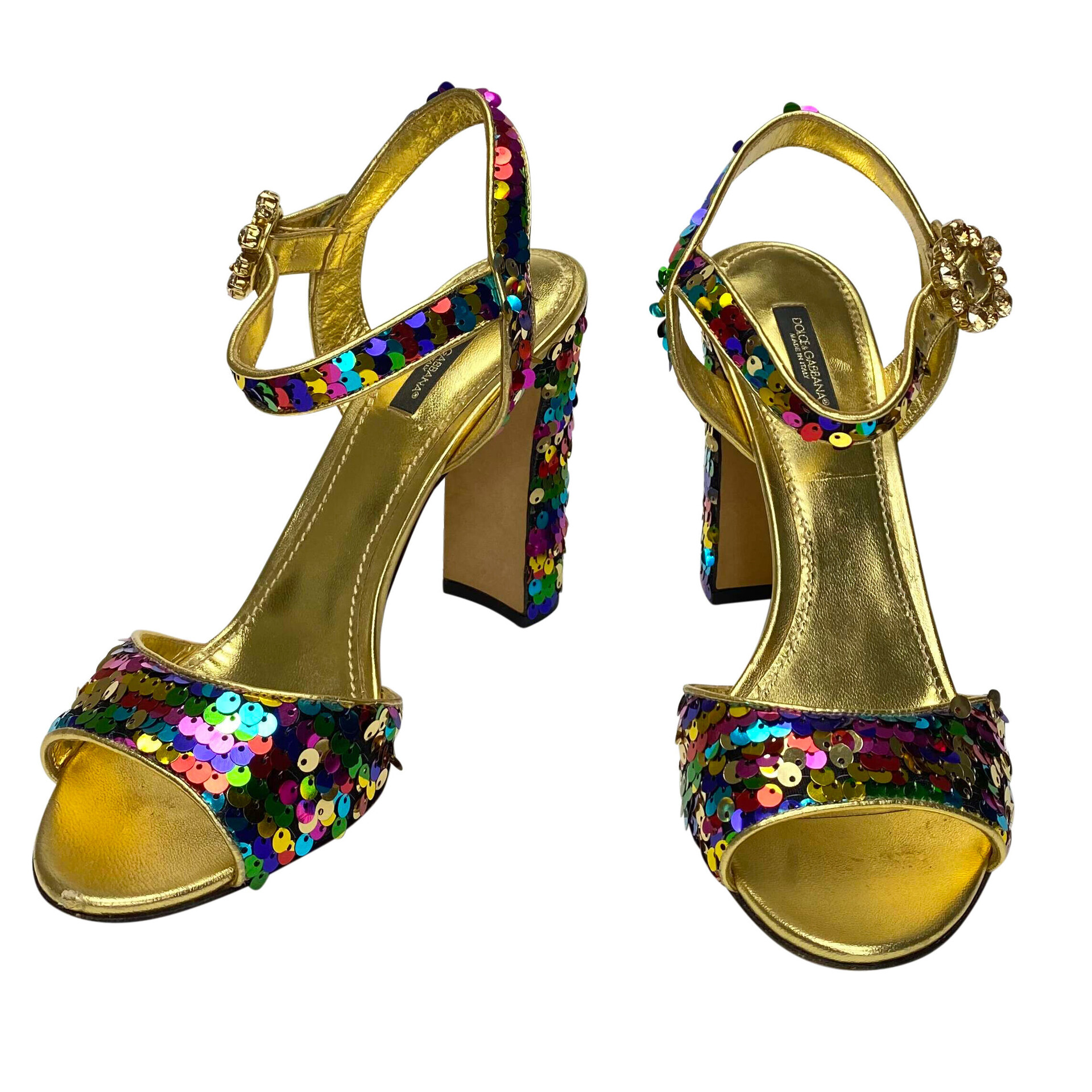 Sandália Dolce & Gabbana Paetês Dourada