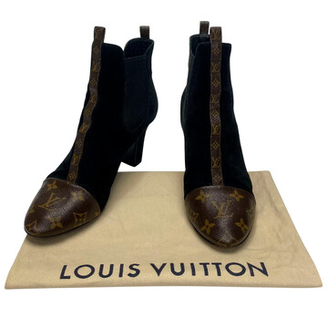 Bota Louis Vuitton Camurça Preta e Monograma