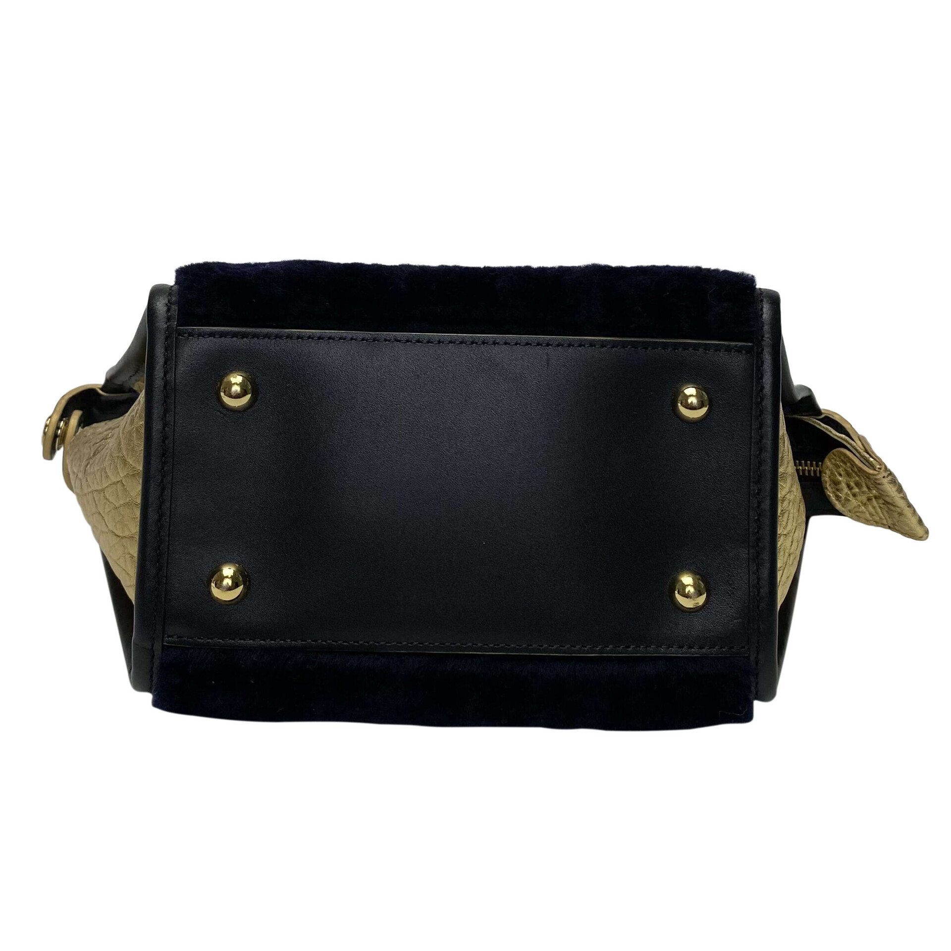 Bolsa Longchamp Preto e Dourado