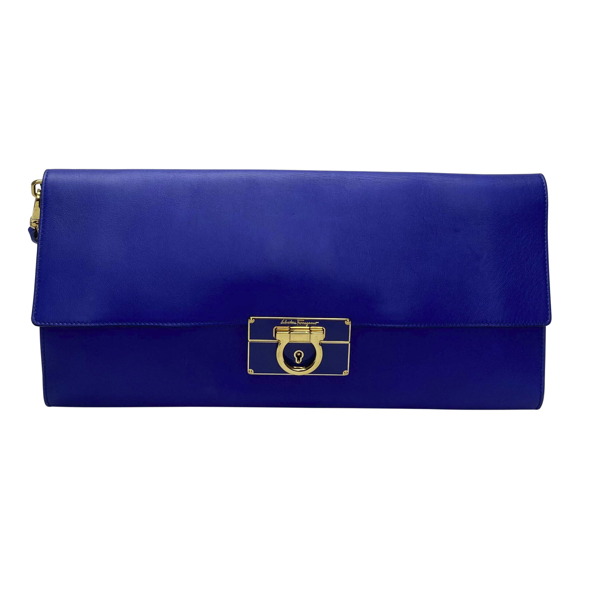 Clutch Salvatore Ferragamo Couro Azul