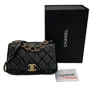 Bolsa Chanel Couro Preto