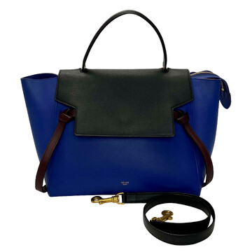 Bolsa Celine Nano Belt Couro Azul e Preto