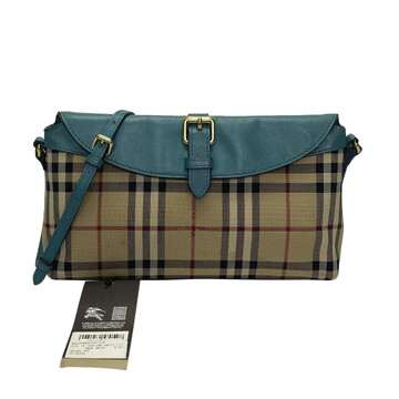 Bolsa Burberry Couro Azul e Xadrez Tradicional