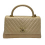 Bolsa Chanel Chevron Handle Bag Flap Nude