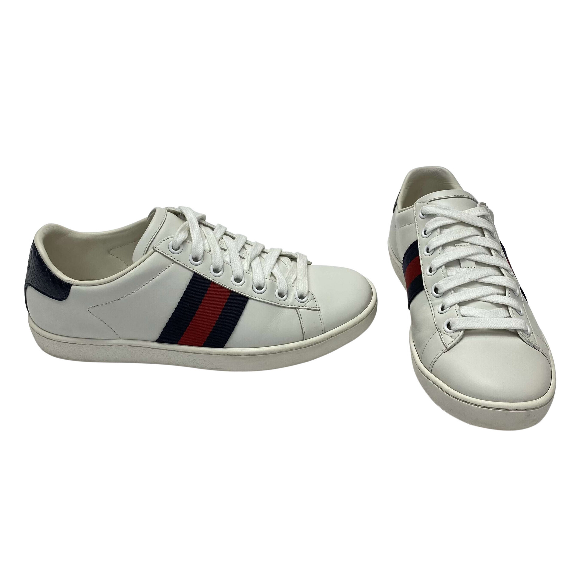 Tênis Gucci Ace Web Couro Branco