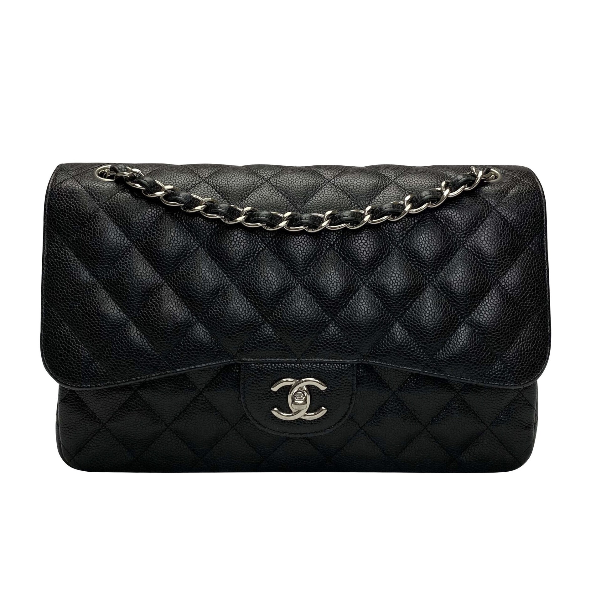 Bolsa Chanel Jumbo Double Flap Couro Caviar Preto