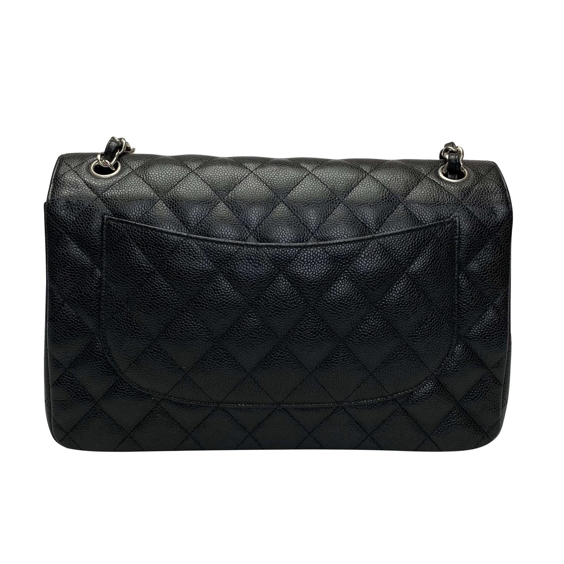 Bolsa Chanel Jumbo Double Flap Couro Caviar Preto