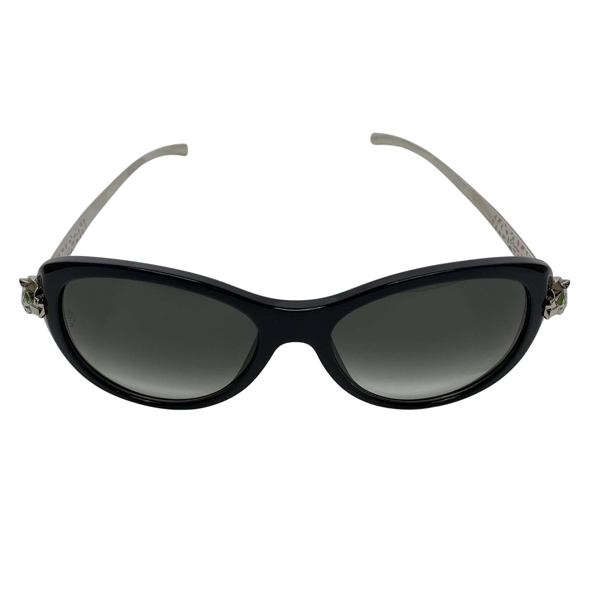 Óculos de Sol Cartier Pantera Acetato Preto