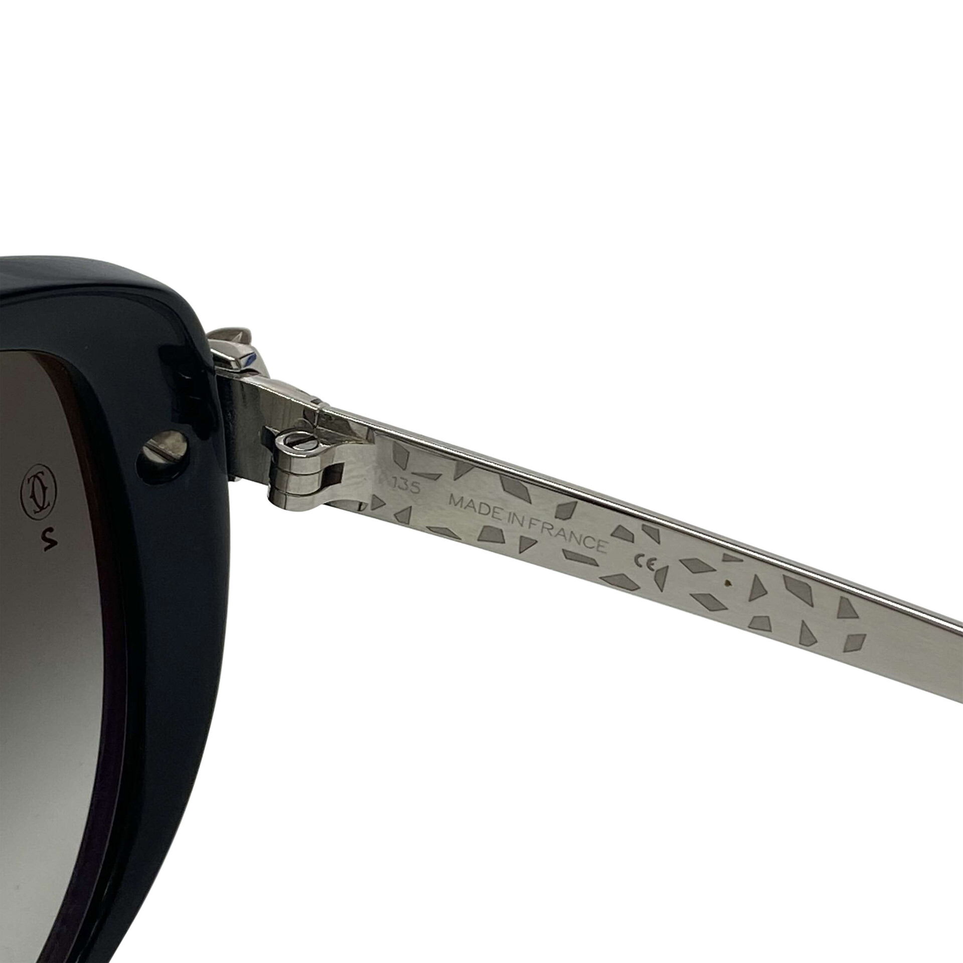 Óculos de Sol Cartier Pantera Acetato Preto