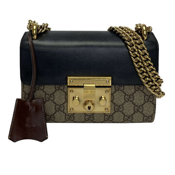 Bolsa Gucci Padlock Mini Canvas GG Couro Preto