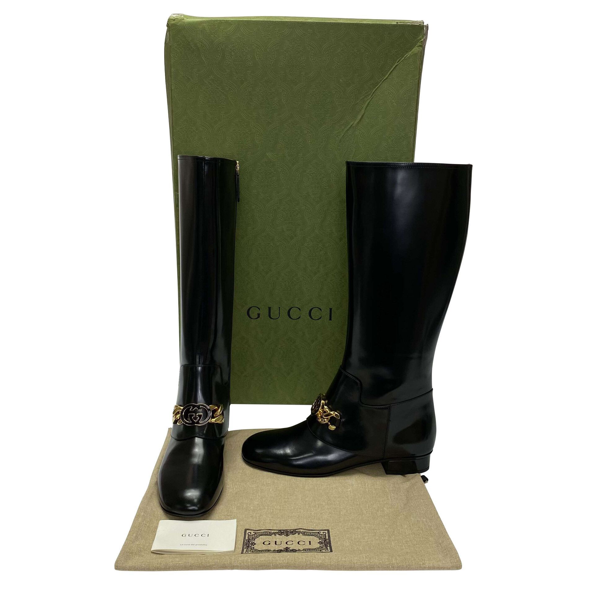 Bota Gucci Couro Preto