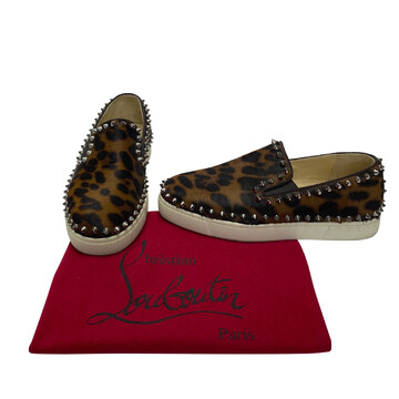 Tênis Christian Louboutin Pik Boat Leopard Print