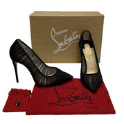 Scarpin Christian Louboutin Follie Draperia Chiffon Suede Preto