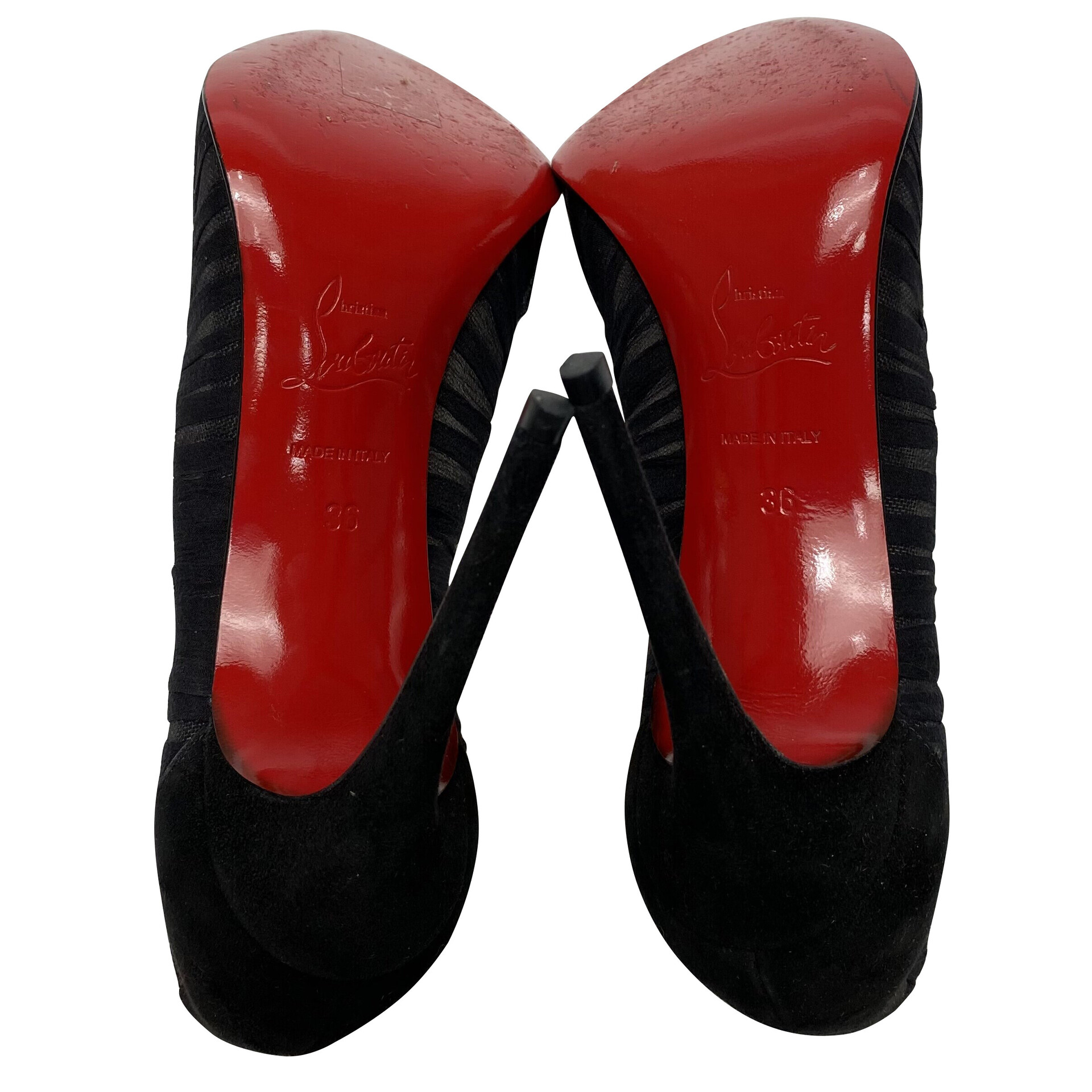 Scarpin Christian Louboutin Follie Draperia Chiffon Suede Preto