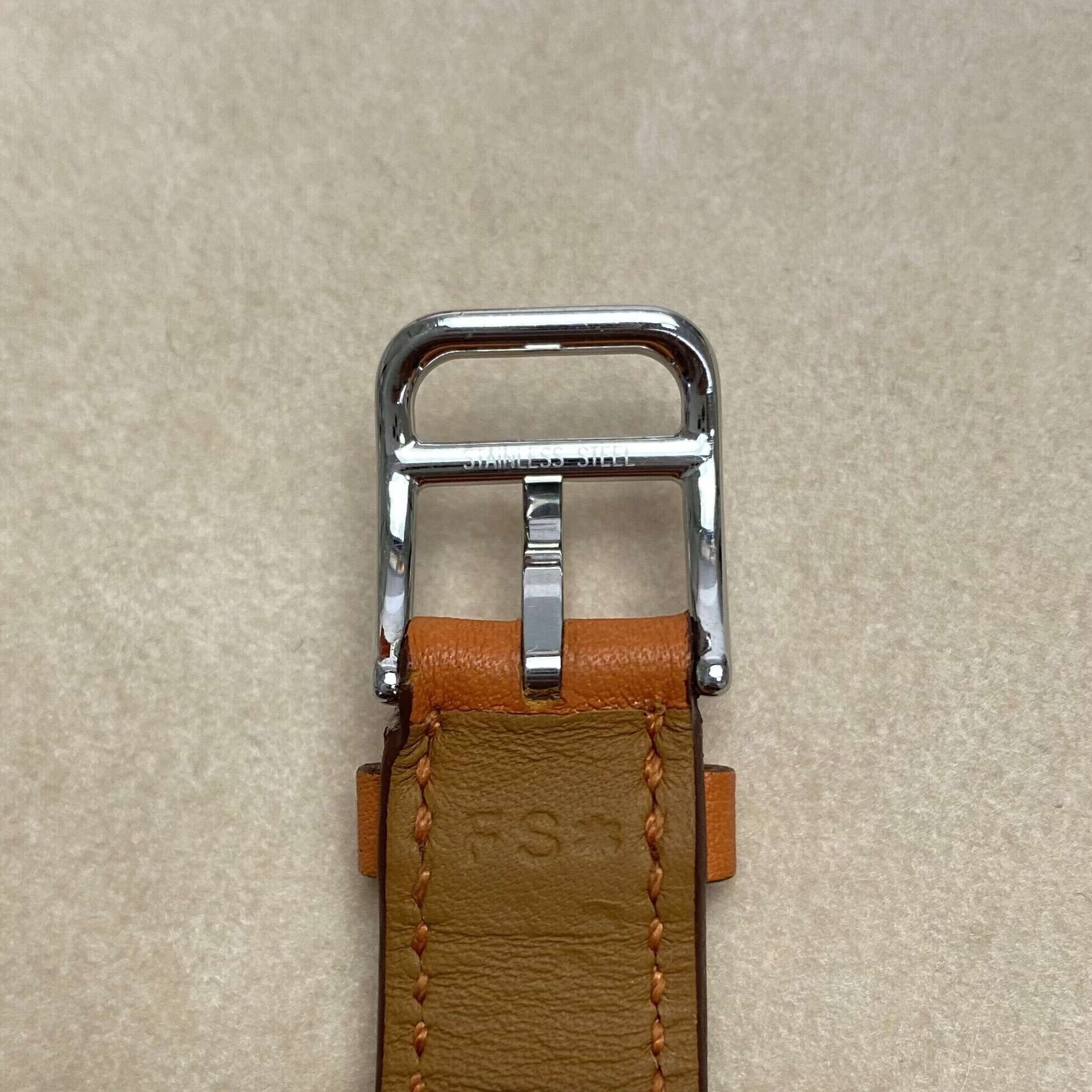 Relógio Hermès H Pulseira Couro Laranja