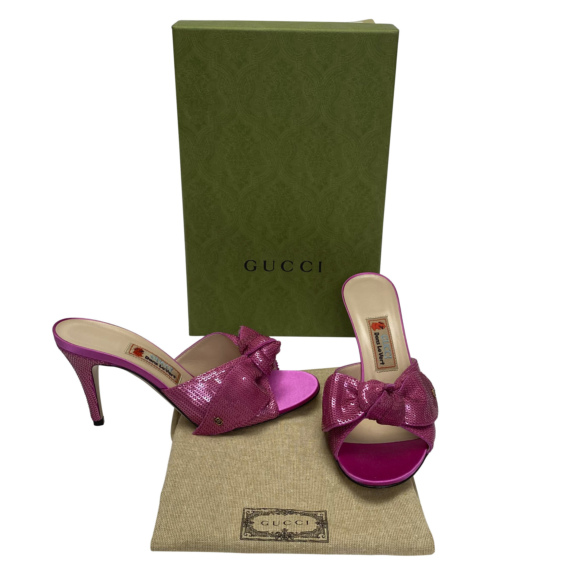 Mule Gucci Paetês Rosa