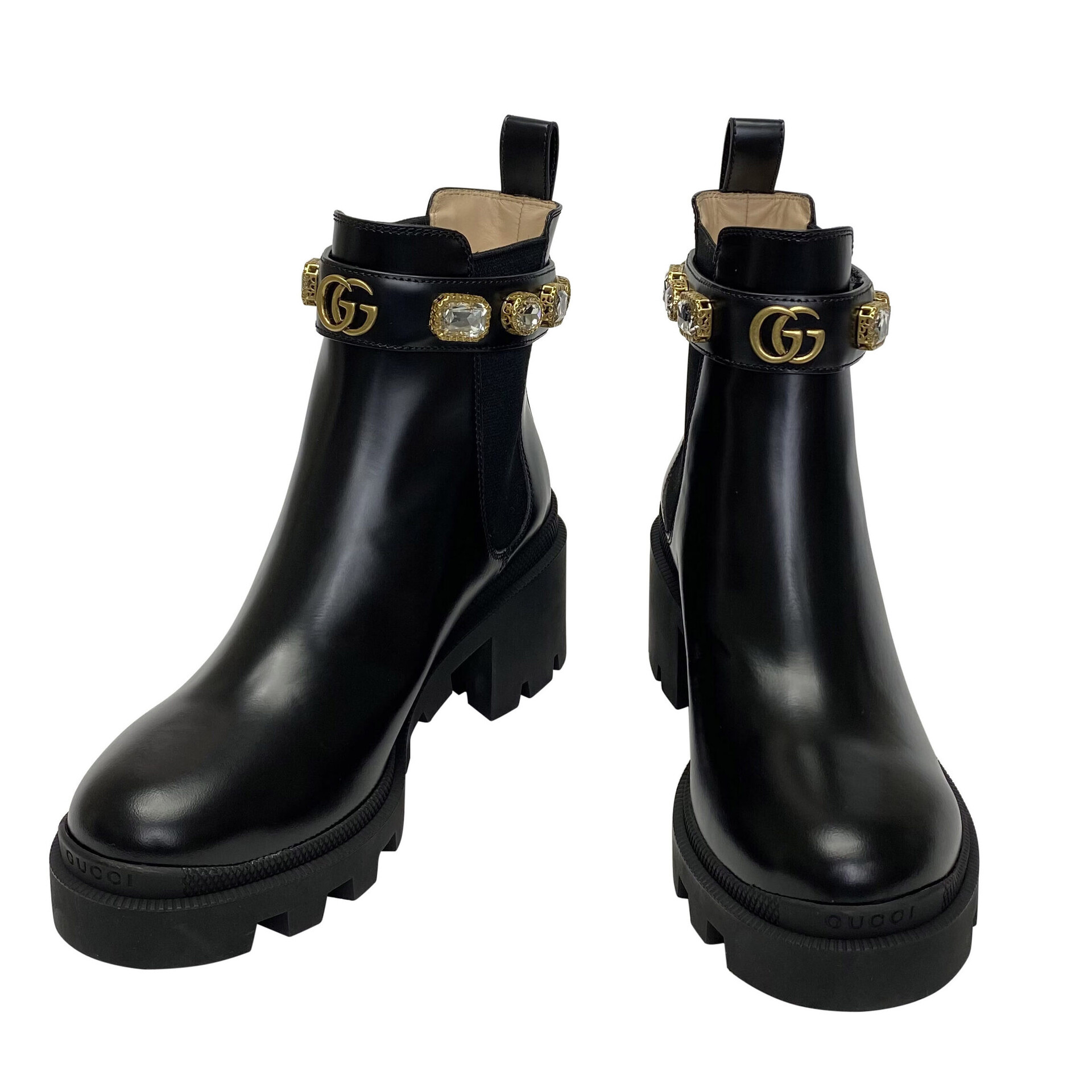 Bota Gucci Couro Preta