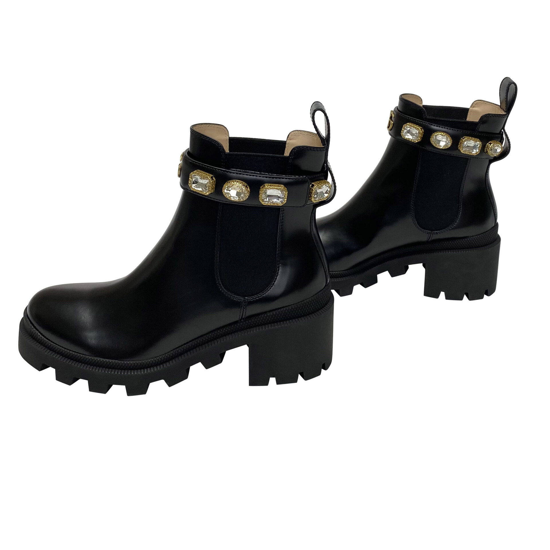 Bota Gucci Couro Preta