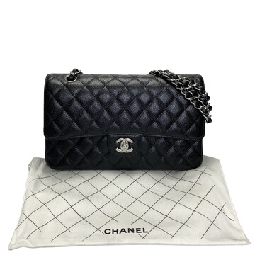 Bolsa Chanel Couro Caviar Double Flap Preta