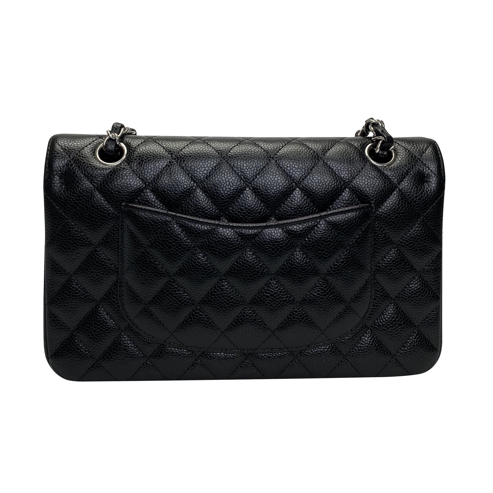 Bolsa Chanel Couro Caviar Double Flap Preta