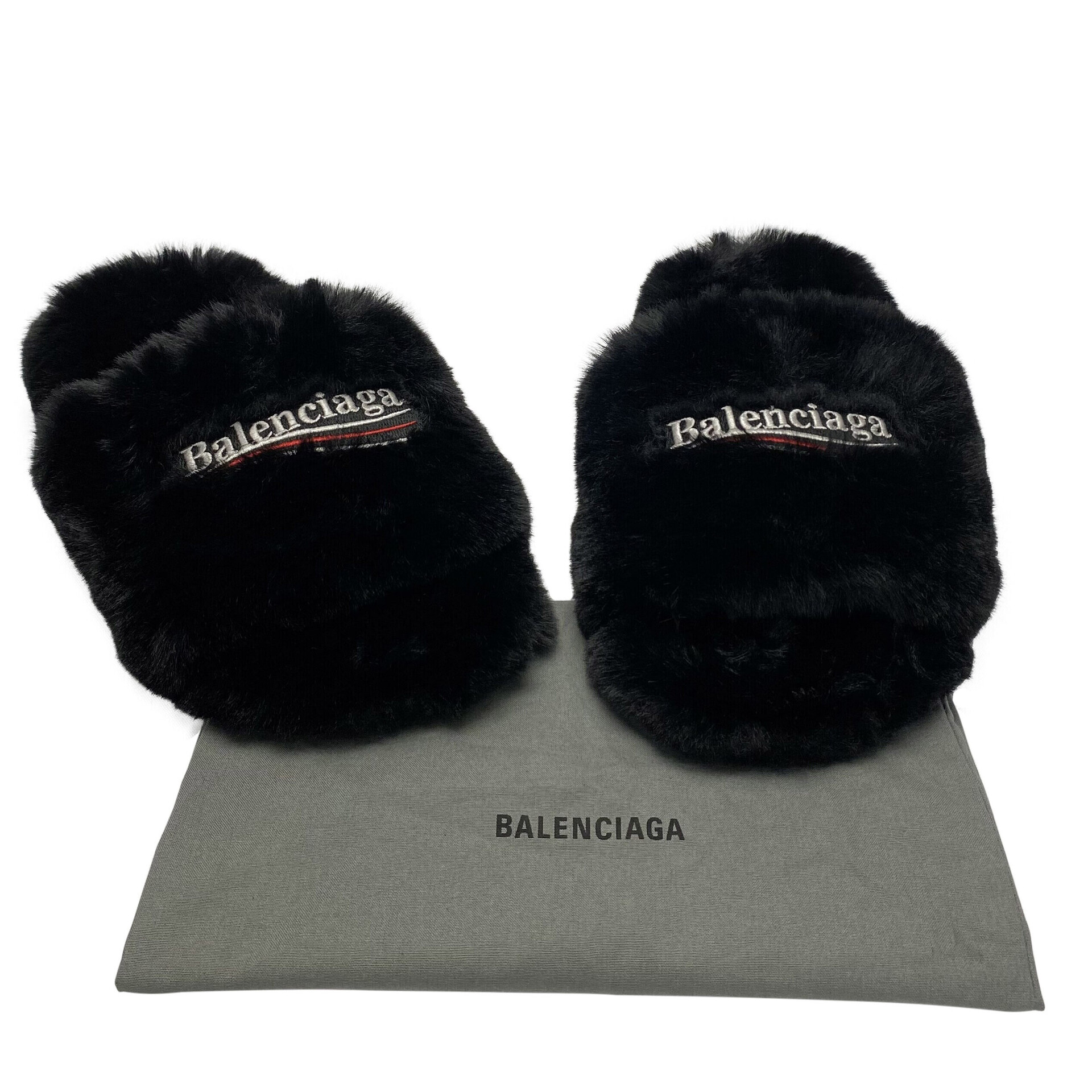 Slide Balenciaga Furry Preto