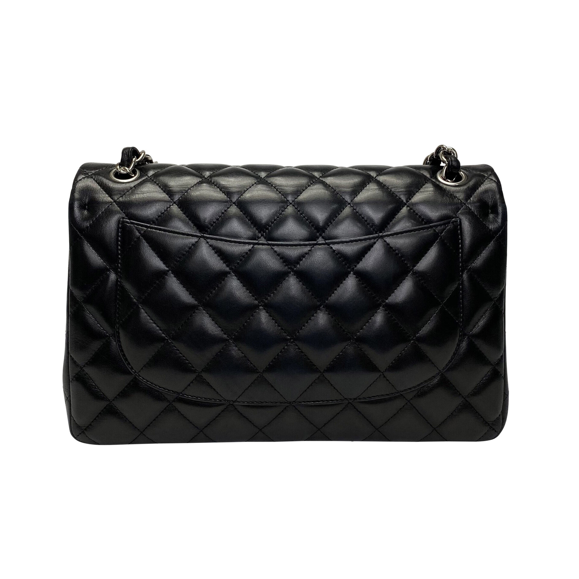 Bolsa Chanel Jumbo Double Flap Couro Lambskin Preto