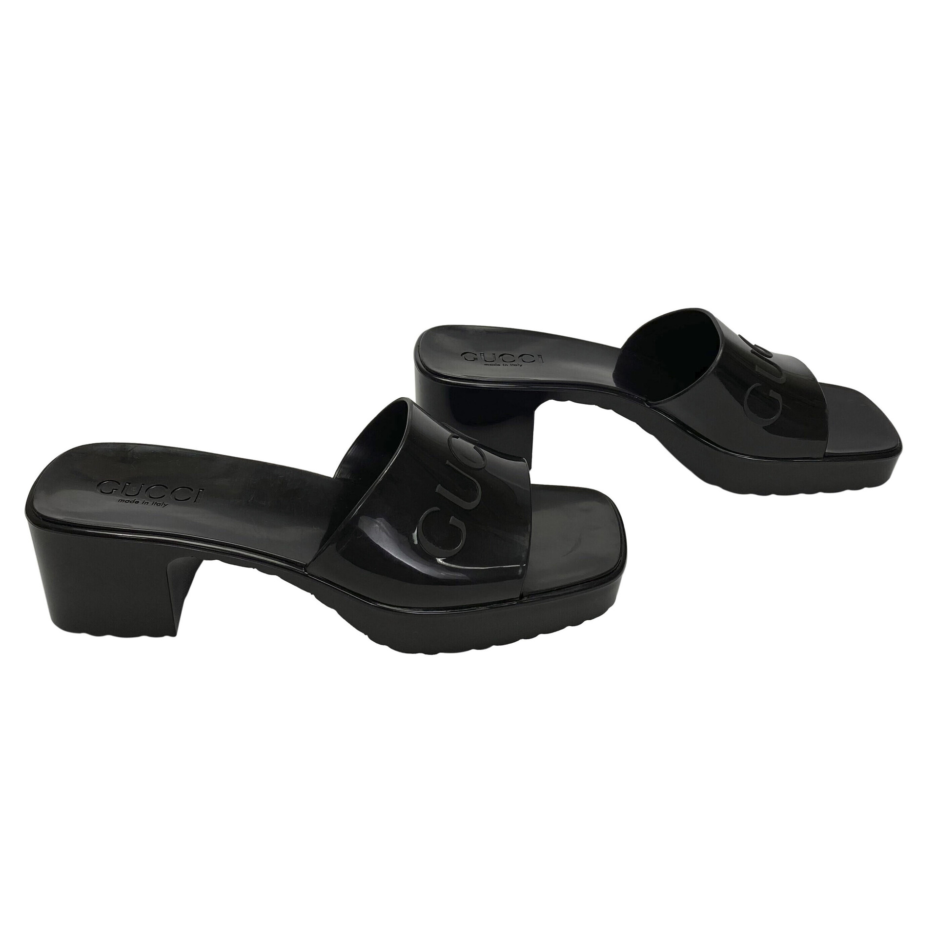 Sandália Gucci Rubber Slides Preta