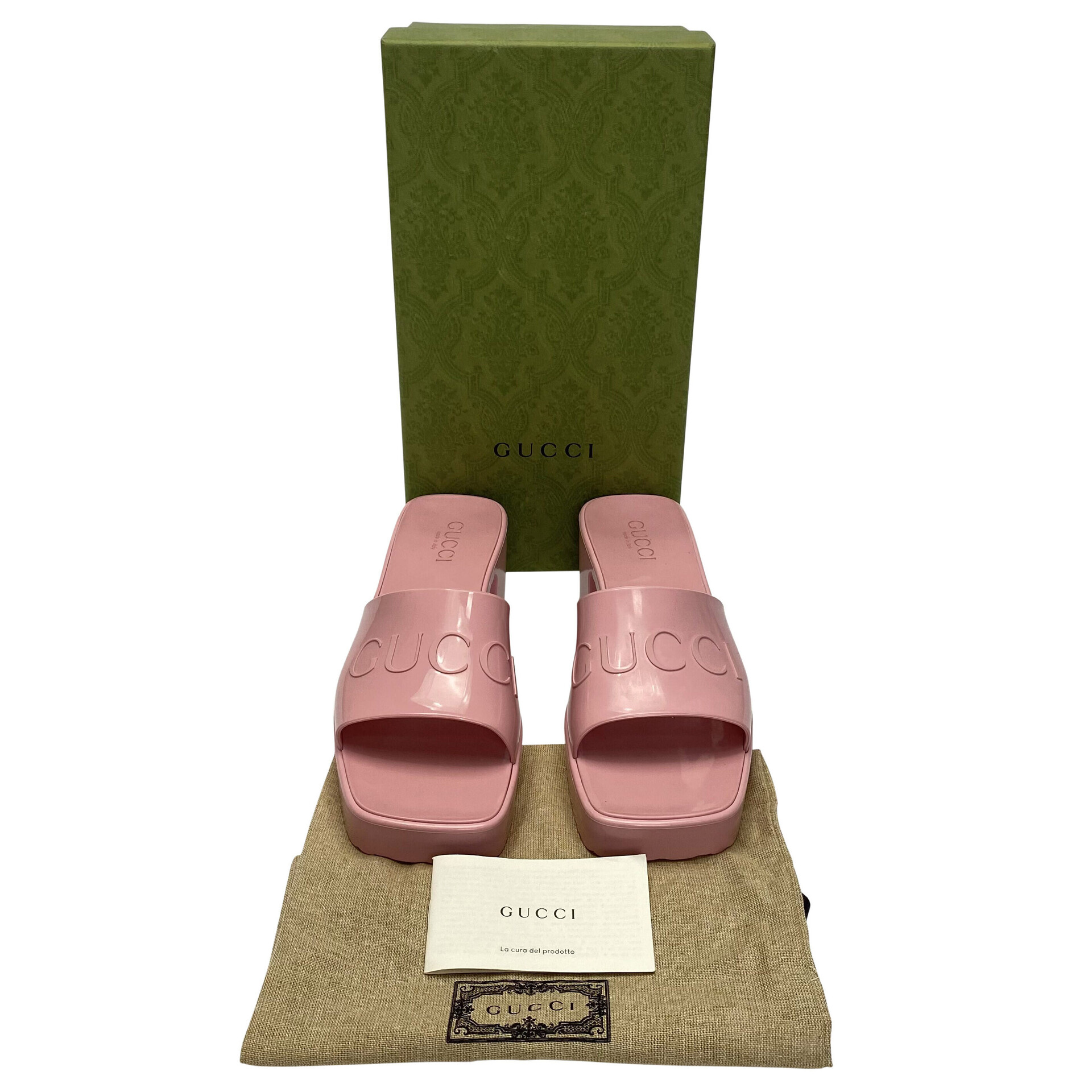 Sandália Gucci Rubber Slides Rosa