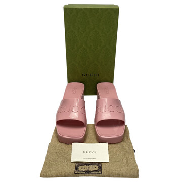 Sandália Gucci Rubber Slides Rosa