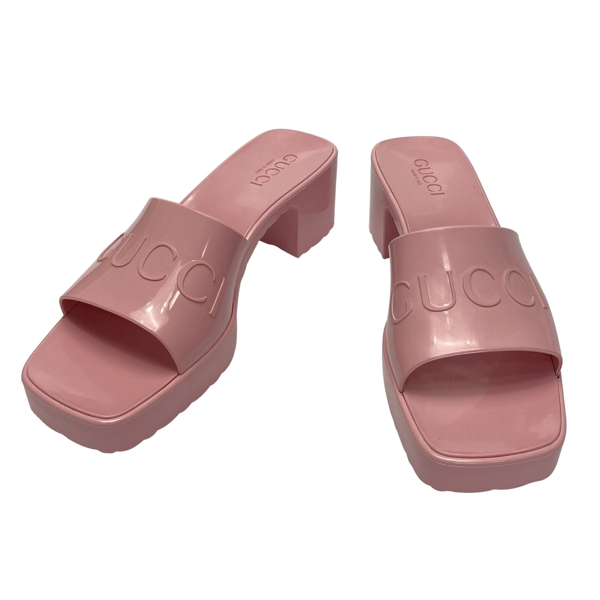 Sandália Gucci Rubber Slides Rosa