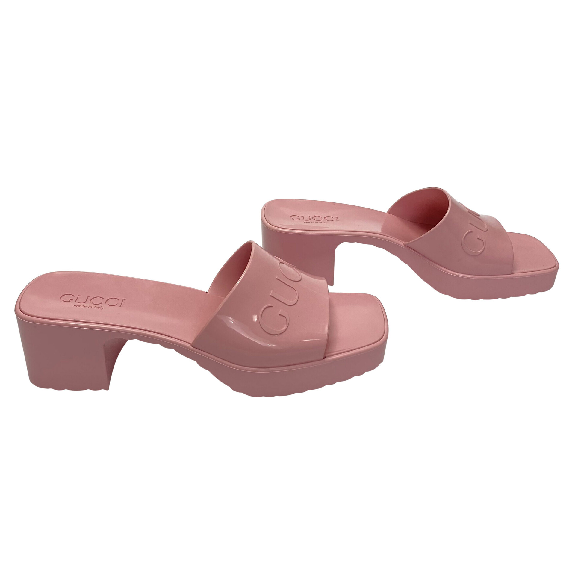 Sandália Gucci Rubber Slides Rosa