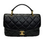 Bolsa Chanel Top Handle Flap Couro Preta
