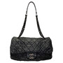 Bolsa Chanel Flap Bag Large Black Crinkled Leather