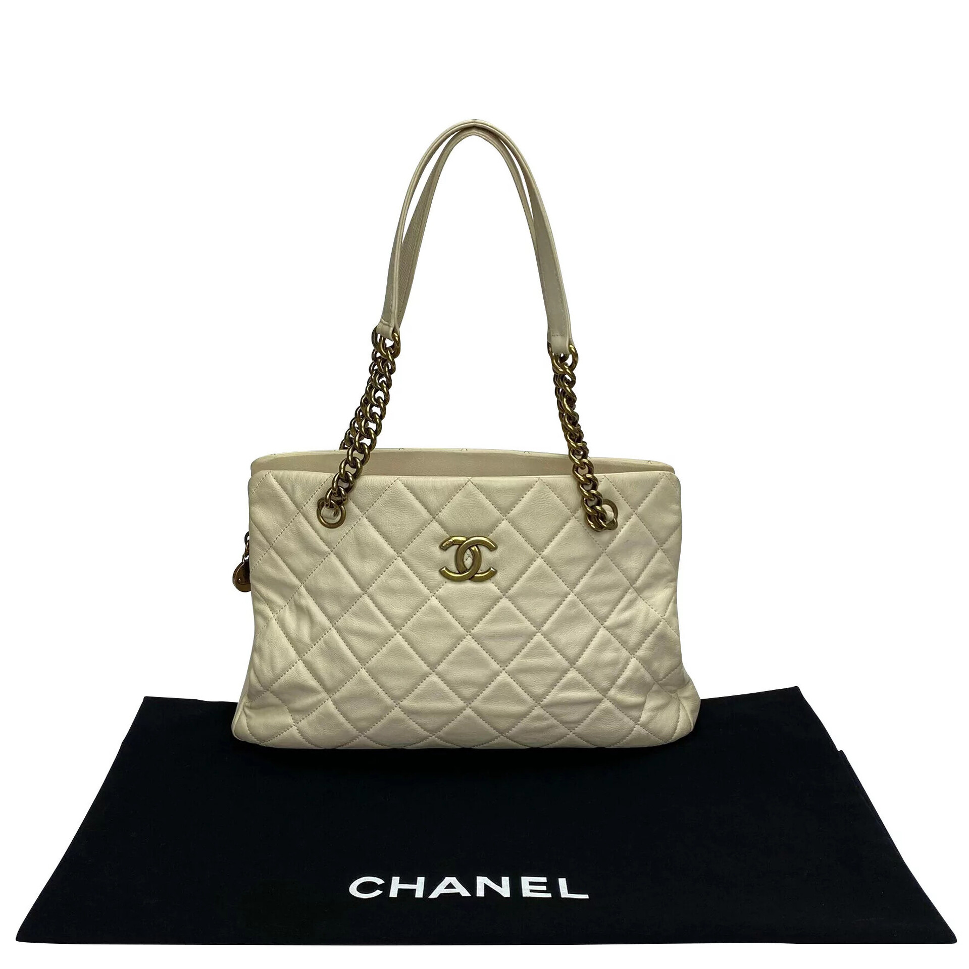 Bolsa Chanel CC Crow Tote Off White