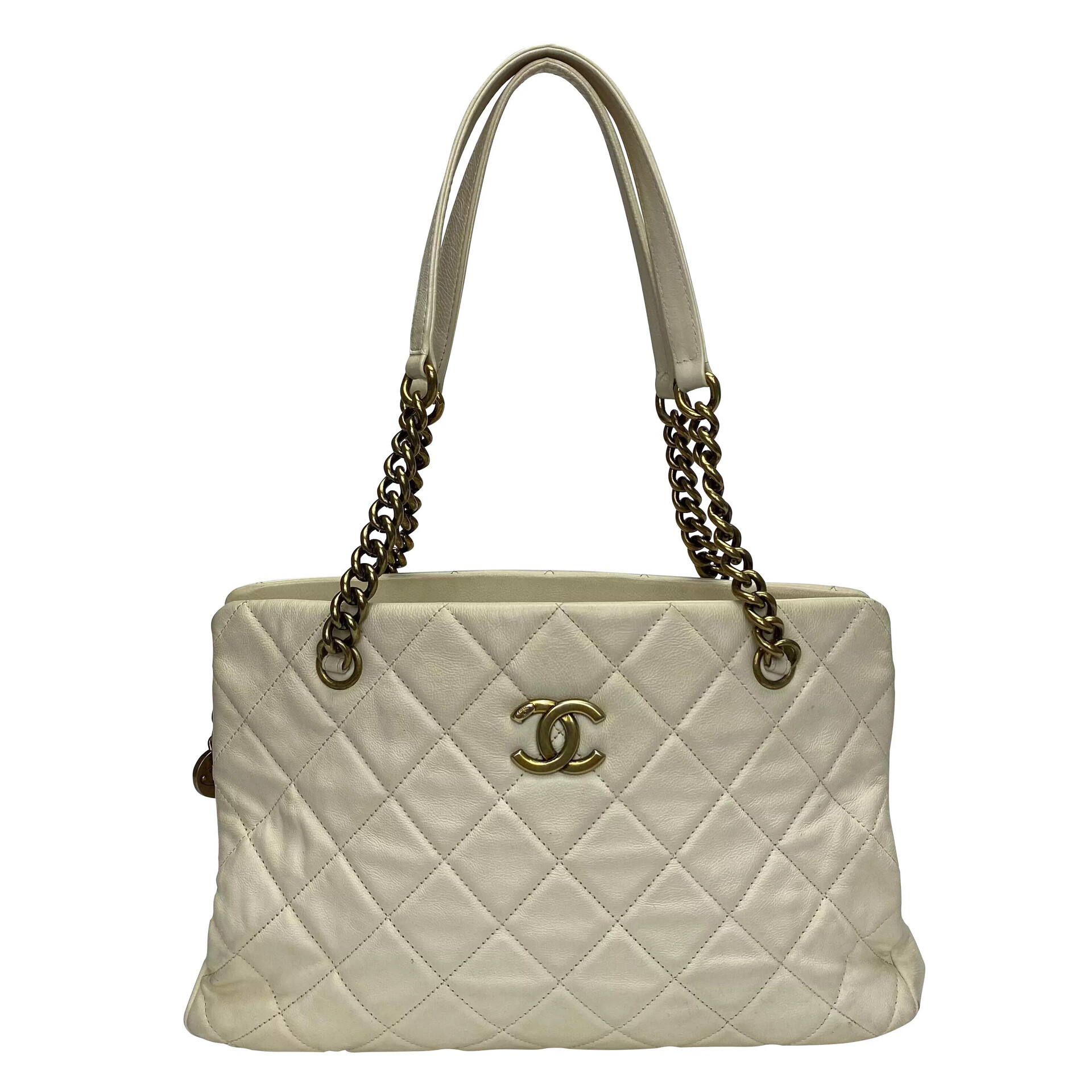 Bolsa Chanel CC Crow Tote Off White