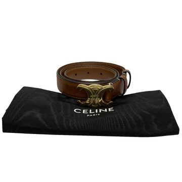 Cinto Celine Triomphe Pequeno Couro Caramelo