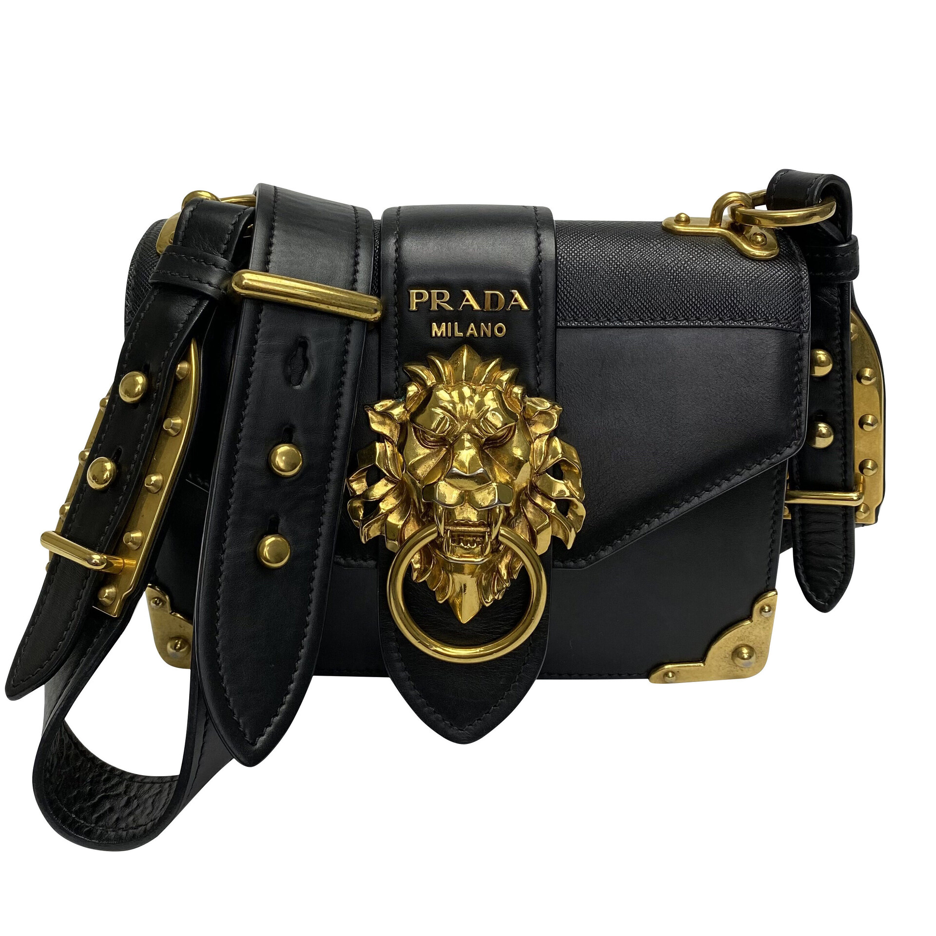 Bolsa Prada Lion Cahier Preta