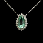 Colar Gota Esmeralda e Diamantes