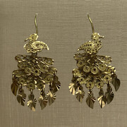 Par de Brincos Pavão Ouro Amarelo